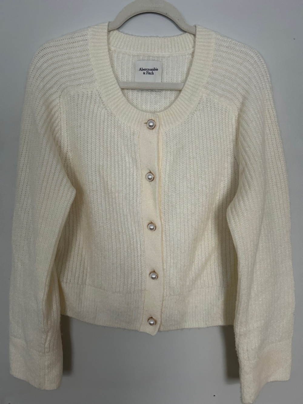 Abercrombie & Fitch Ivory Button-Front Knit Cardigan